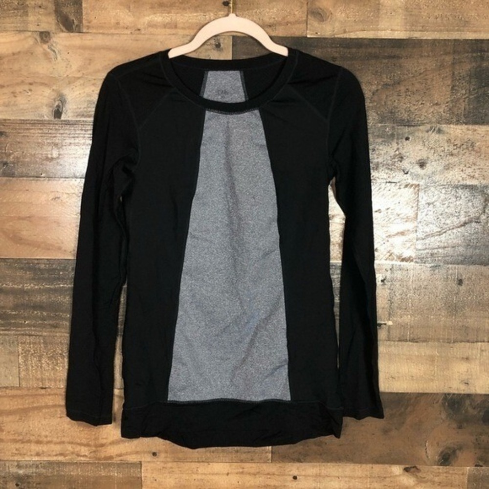 Cabi athletic long sleeve top women's XS gray black yoga workout